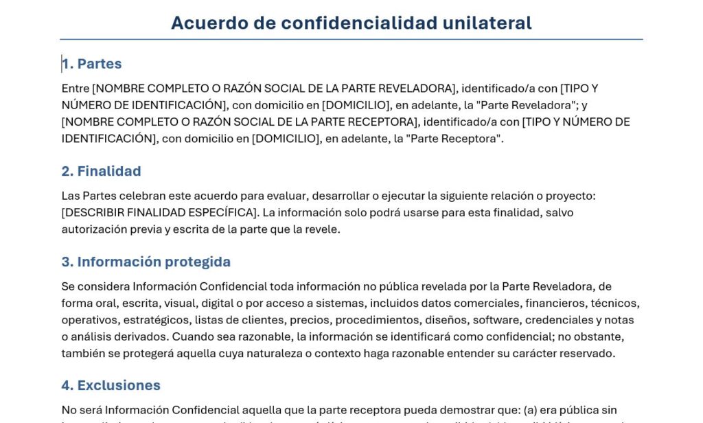 Vista previa: Modelo de contrato de confidencialidad