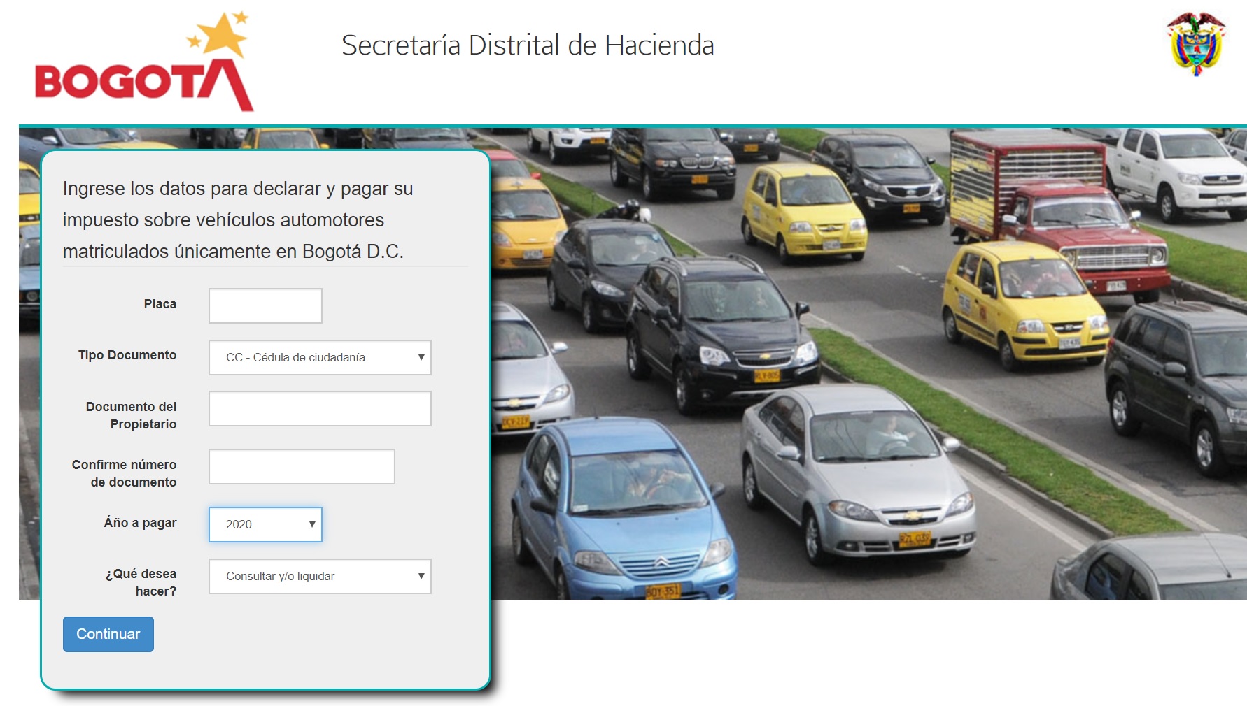 Impuesto vehicular Bogotá 2020