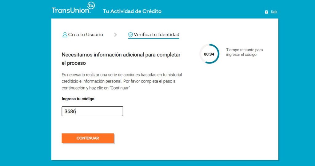 Formulario de registro en TransUnion (CIFIN)