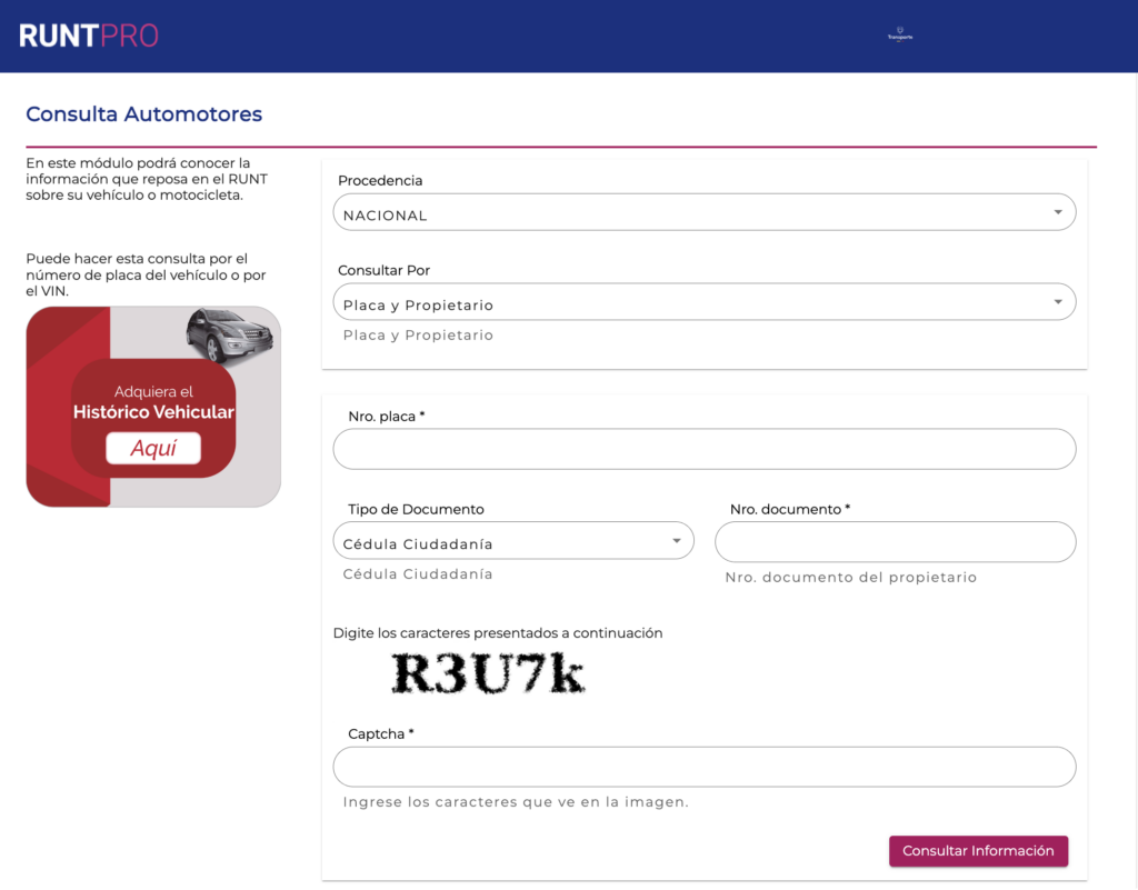 consultar runt placa vehiculo