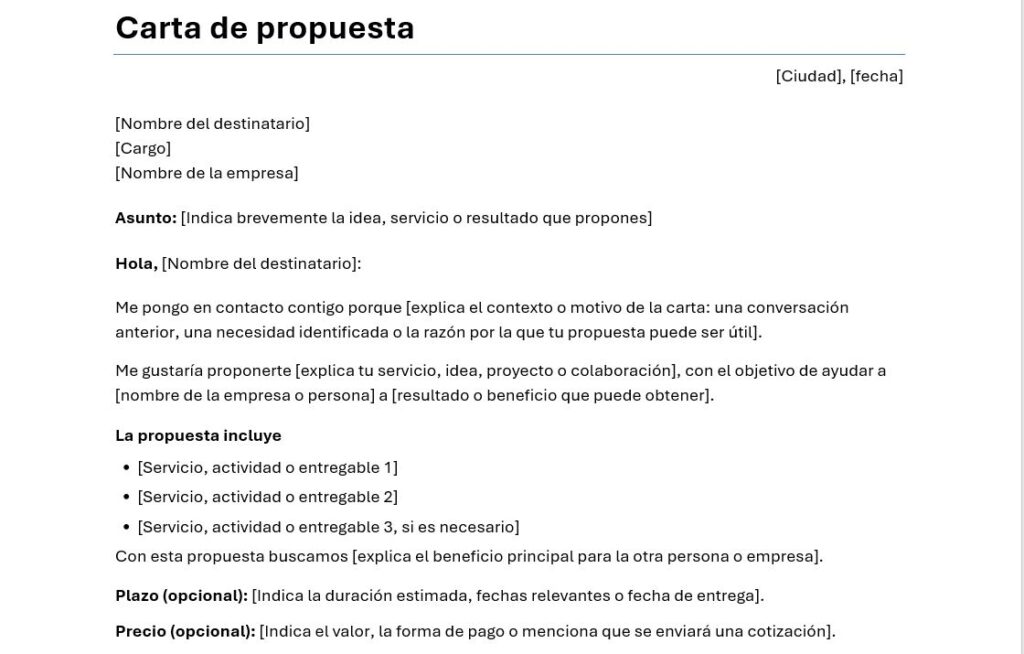 Plantilla: Carta de propuesta