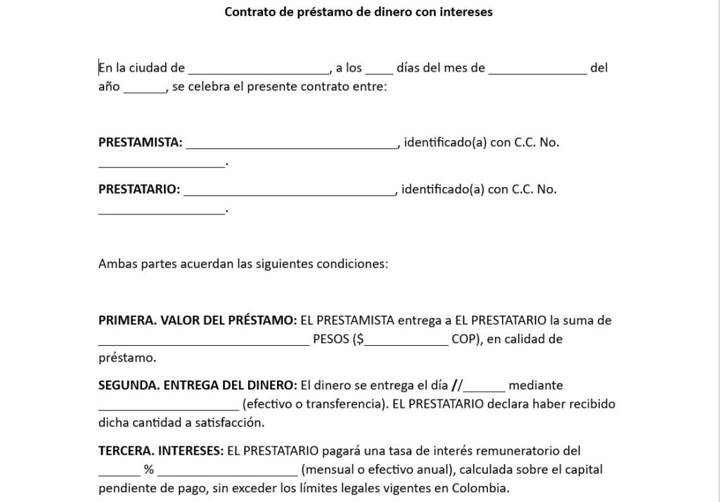 Vista previa: Formato contrato de préstamo de dinero